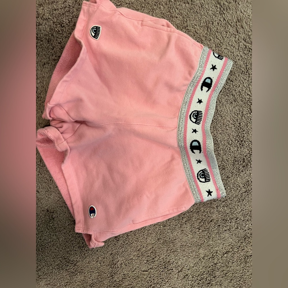 chiara ferragni x Champion pink evil eye shorts. Size XS
